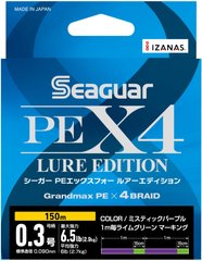 SEAGUAR PE x4 Lure Edition 150m / 0.25 purple/ lime green